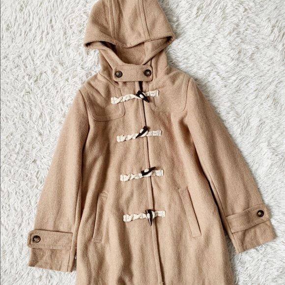 Women’s Wool Blend Hooded Tan peacoat - Picture 1 of 8